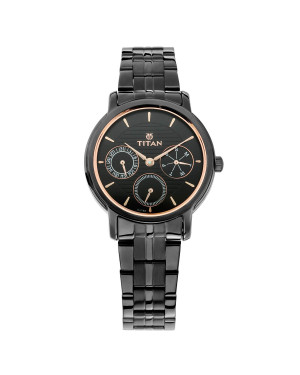Titan Black Dial Analog with Day and Date Watch for Women 2589NM01