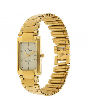 Titan Champagne Dial Golden Stainless Steel Strap Watch-1234ym02