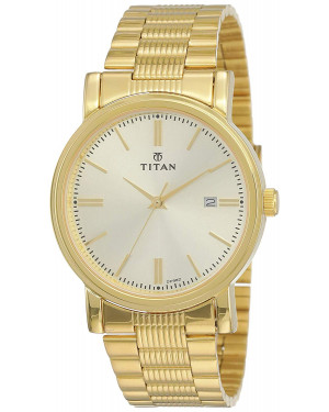 Titan Analog Gold Dial Men's Watch - NJ1712YM03