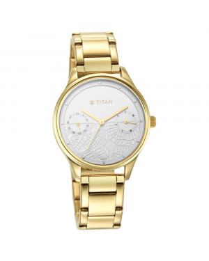 Titan Wander White Dial Metal Strap Watch-2670ym01