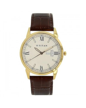 Titan Classique Analog Champagne Dial Watch For Men 1521YL08