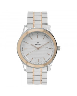 Titan White dial two toned stainless steel strap watch 1627KM01