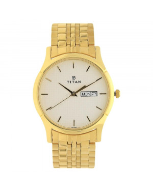 Titan Silver Dial Yellow Stainless Steel Strap Watch 1636YM01