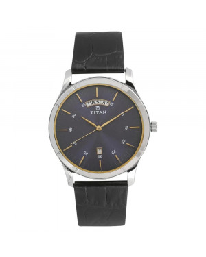 Titan Workwear Watch With Blue Dial & Leather Strap 1767SL03