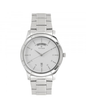 Titan Workwear Watch With White Dial & Stainless Steel Strap 1767SM01
