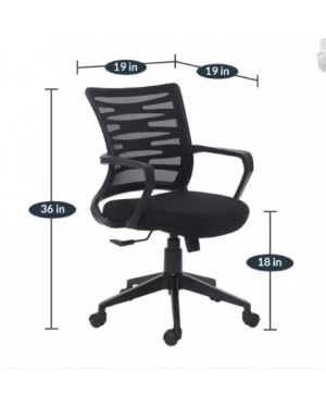  Tulip Mesh Office Arm Chair- Black (TP 121 -ZIGZAG)