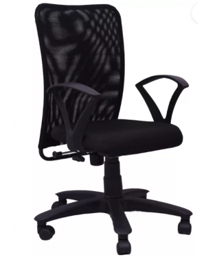  Tulip Nylon Office Arm Chair- Black (TP 206)