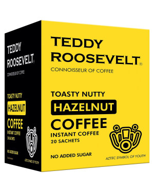 Teddy Roosevelt Toasty Hazelnut Instant Coffee Powder, No Sugar Keto, 50g