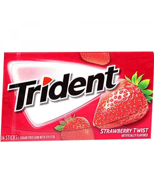 Trident Strawberry Twist Sugar Free Gum, 14 Sticks, 26 g