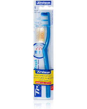 Trisa Fresh Super Clean Soft Toothbrush With Travel Cap, Assorted
