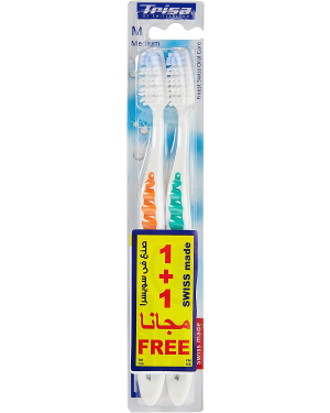 Trisa Pearl White Medium Duo Toothbrush (2pcs)