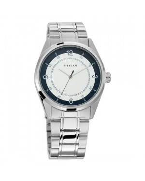 Ttian Workwear Watch with White Dial & Stainless Steel Strap 1729SM04