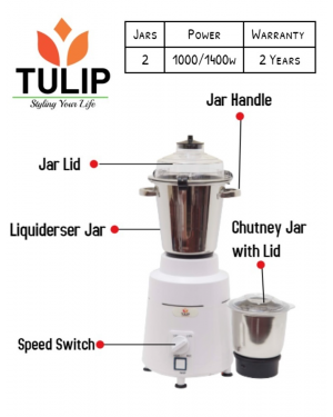 Tulip Mixer Grinder Hotel Master - 1250 Watt