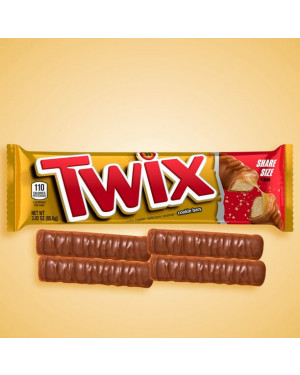 Mars Twix Caramel Chocolate Cookie Candy Bar, Share Size - 3.02 oz