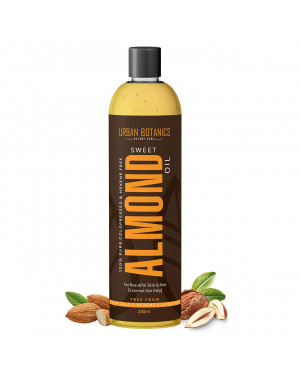 UrbanBotanics® Pure Cold Pressed Sweet Almond Oil for Hair and Skin, 200ml ( Odorless )