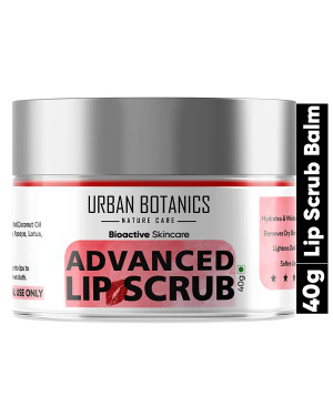 UrbanBotanics® Advanced Lip Scrub Balm - Lightening and Brightening Dark Lips - Lip Scrub For Women & Men Smoker/Dry/Chapped Lip Care , 40 Grams