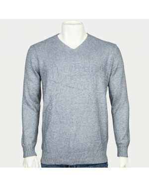 VIRJEANS Acrylic Woolen (VJC214) Heavy V-Neck Warm Sweater For Men-Grey Blue