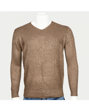 VIRJEANS Acrylic Woolen (VJC214) Heavy V-Neck Warm Sweater For Men-Bronze
