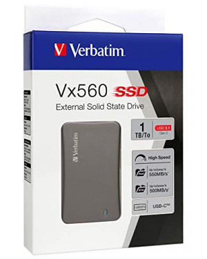 Verbatim 1TB SSD Vx560 USB3.1 Solid State Drive External (550MB/s Read; 500MB/s Write) 1TB External SSD
