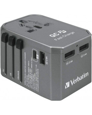 Verbatim 4 port Universal Travel Adaptor 40W with PD 29W & 3xUSB