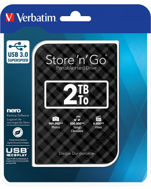 Verbatim 2.5 USB3.0 Store'n'Go HDD Grid Design 2TB Black