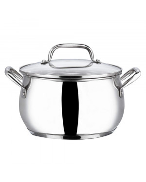 Vinod Stainless Steel Almaty Casserole with Glass Lid - 16 cm