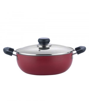 Vinod Zest Non-Sticky Inducto Deep Kadai with Glass Lid 24 Cm
