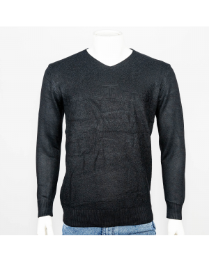 VIRJEANS Acrylic Woolen (VJC214) Heavy V-Neck Warm Sweater For Men-Black