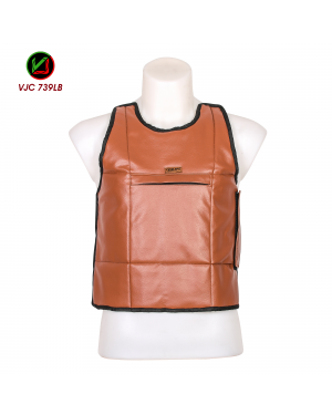 VIRJEANS (VJC739) Leather Looks Chest Protector Guard with Inner Fur - Light Brown