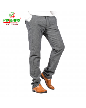 VIRJEANS (VJC744) Stretchable Dotted Chinos Pant For Men - Grey