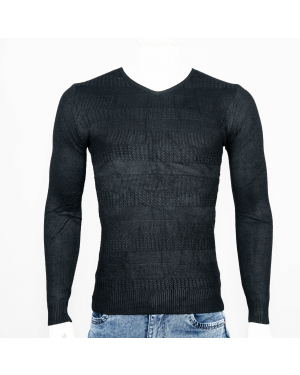 VIRJEANS Acrylic Woolen (VJC215) Round Neck Warm Sweater For Men-Black