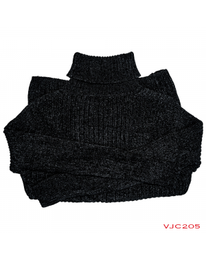 VIRJEANS (VJC205) Woolen Turtle Striped High Neck Pullover Sweater For Men Winter Season-Jet Black