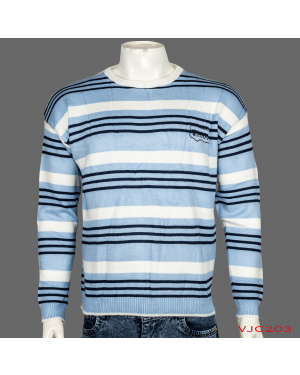 VIRJEANS Woolen (VJC203) Round Neck Lining Design Sweater Warm For Men Winter Season-Sky Blue