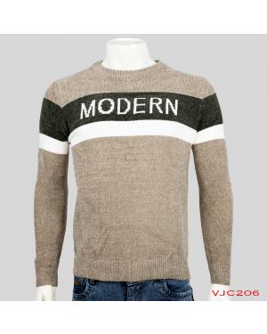 VIRJEANS (VJC206) Round Neck Sweater Warm For Men Winter Season-Cream