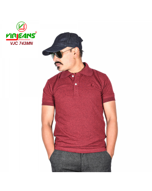 VIRJEANS (VJC743) Polo Neck T-Shirt For Men - Maroon