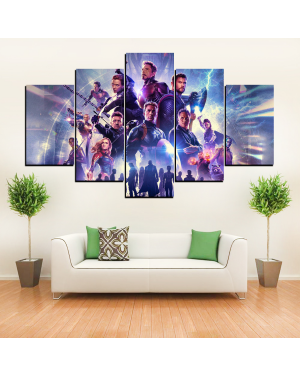 5 Piece Panel Avengers Wall Hang Canvas Art on Vinyl Forex Print with Frame by Om Suva Trades