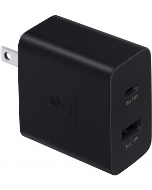 Samsung Electronics Wall Charger 35W Dual-Port Adapter, Super Fast Charging Block, Duo USB Ports, Android and iPhone Power Bank-Black TA220N