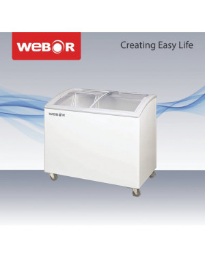 WEBOR 366 LTR Curved Glass Display Freeze with two basket