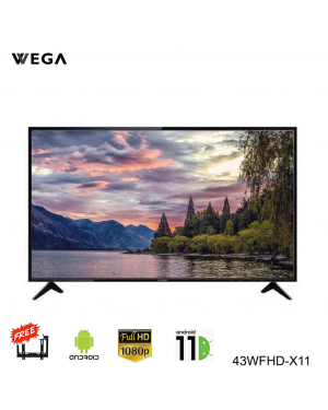 Wega 43WFHD-X11 TV - Full HD Smart Android 11 Tv Round Bass Tube Speaker 1GB/8GB ROM