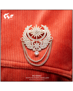 White Feathers Pure Silver Saree Pin for Women