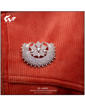 White Feathers Pure Silver Saree Pin for Women