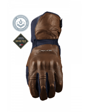 FIVE WFX Skin GTX Brown Leather Winter Gloves with Knuckle Protection for Motorcycle/Scooter