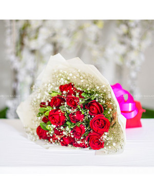 15 Red Roses Bouquet Flowers
