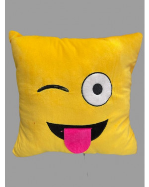Emoji Blink Eye Emoticon Yellow Square Cushion Pillow