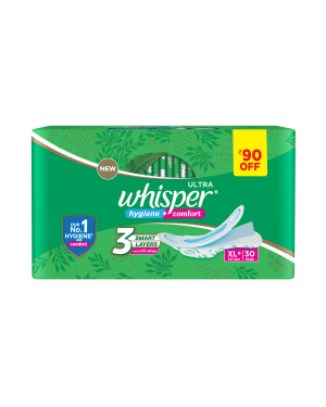Whisper Ultra Clean Sanitary Pads XL+ 30 Napkins