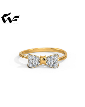 White Feathers Cute Bow Diamond Ring For Women
