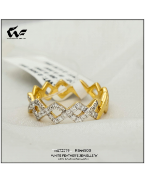 White Feathers Jewellery Net Half Bezeled Diamond Band Ring For Women