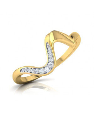 white feather's Sleek Wave Diamond Ring for Women