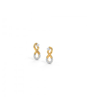 White Feathers Infinity Diamond Stud Earrings for women