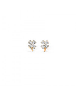 White Feathers Clover Petal Diamond Stud Earrings for women